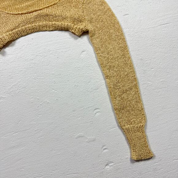 PacSun L.A. Hearts Yellow Knit Shrug Sweater Open Crochet Bolero, Size Small - Picture 3 of 5